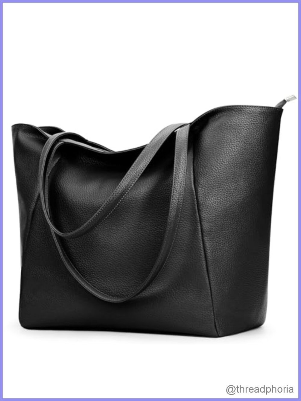 Large Vegan Leather Tote Bag 16L Casual Work Weekender Zipper